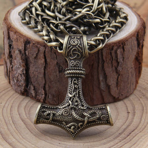 dropshipping 1pcs thor's hammer mjolnir pendant necklace viking scandinavian norse viking necklace with stainless steel chain