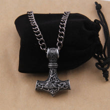 Load image into Gallery viewer, dropshipping 1pcs thor&#39;s hammer mjolnir pendant necklace viking scandinavian norse viking necklace with stainless steel chain