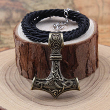Load image into Gallery viewer, dropshipping 1pcs thor&#39;s hammer mjolnir pendant necklace viking scandinavian norse viking necklace with stainless steel chain