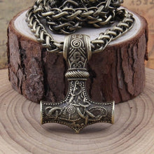Load image into Gallery viewer, dropshipping 1pcs thor&#39;s hammer mjolnir pendant necklace viking scandinavian norse viking necklace with stainless steel chain