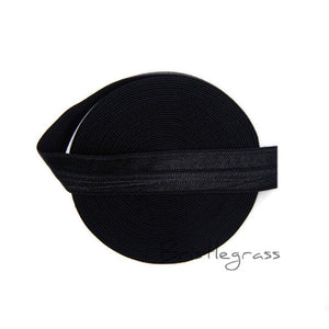 BRISTLEGRASS 5 Yard 5/8" 1.5cm Solid Color FOE Fold Over Elastic Spandex Satin Band Kid Hair Headband Dress Lace Trim DIY Sewing