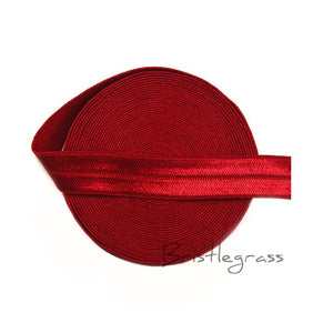 BRISTLEGRASS 5 Yard 5/8" 1.5cm Solid Color FOE Fold Over Elastic Spandex Satin Band Kid Hair Headband Dress Lace Trim DIY Sewing