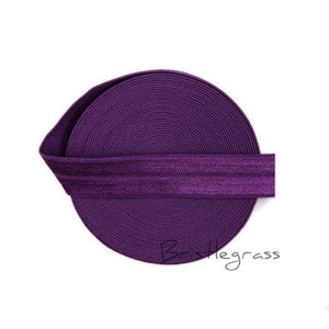 BRISTLEGRASS 5 Yard 5/8" 1.5cm Solid Color FOE Fold Over Elastic Spandex Satin Band Kid Hair Headband Dress Lace Trim DIY Sewing