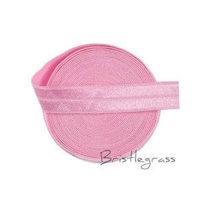 BRISTLEGRASS 5 Yard 5/8" 1.5cm Solid Color FOE Fold Over Elastic Spandex Satin Band Kid Hair Headband Dress Lace Trim DIY Sewing