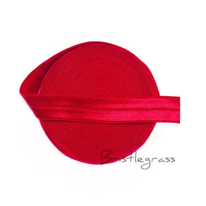 BRISTLEGRASS 5 Yard 5/8" 1.5cm Solid Color FOE Fold Over Elastic Spandex Satin Band Kid Hair Headband Dress Lace Trim DIY Sewing