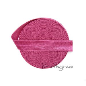 BRISTLEGRASS 5 Yard 5/8" 1.5cm Solid Color FOE Fold Over Elastic Spandex Satin Band Kid Hair Headband Dress Lace Trim DIY Sewing