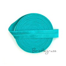 Load image into Gallery viewer, BRISTLEGRASS 5 Yard 5/8&quot; 1.5cm Solid Color FOE Fold Over Elastic Spandex Satin Band Kid Hair Headband Dress Lace Trim DIY Sewing