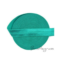 Load image into Gallery viewer, BRISTLEGRASS 5 Yard 5/8&quot; 1.5cm Solid Color FOE Fold Over Elastic Spandex Satin Band Kid Hair Headband Dress Lace Trim DIY Sewing