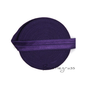 BRISTLEGRASS 5 Yard 5/8" 1.5cm Solid Color FOE Fold Over Elastic Spandex Satin Band Kid Hair Headband Dress Lace Trim DIY Sewing