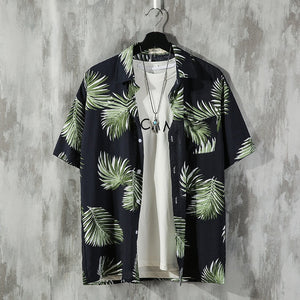 2019 Summer New Hawaii Original Tiled Beach Casual Couple Flower Shirt Travel Vacation Beach Sunscreen Shirt