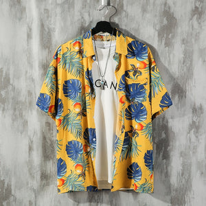 2019 Summer New Hawaii Original Tiled Beach Casual Couple Flower Shirt Travel Vacation Beach Sunscreen Shirt